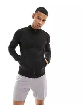 Черный тренировочный топ на молнии с длинными рукавами ASOS 4505