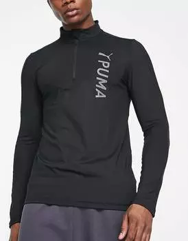 Черный тренировочный топ с длинными рукавами на молнии 3/4 Puma
