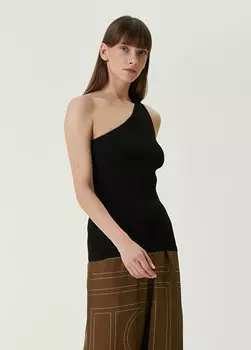 Черный трикотаж на одно плечо Toteme