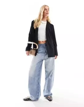Черный трикотажный пиджак с напуском ASOS DESIGN