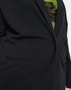 Черный трикотажный пиджак с напуском ASOS DESIGN Curve