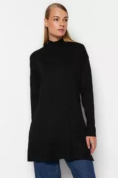 Черный трикотажный свитер с высоким воротником Trendyol Modest