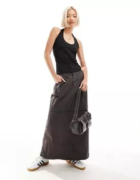 Черный трикотажный топ с воротником-хомутом Weekday Astrid