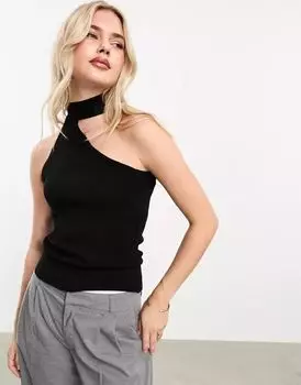 Черный трикотажный топ с вырезом Pretty Lavish