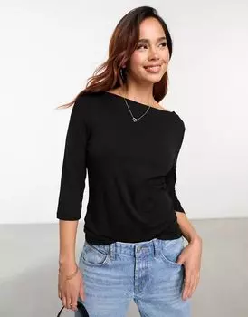 Черный трикотажный топ Vero Moda с рукавами три четверти