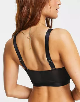 Черный удлиненный бюстгальтер с застежкой спереди и кружевом Gossard Femme