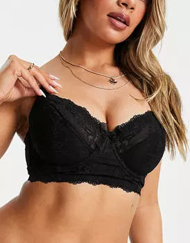 Черный удлиненный кружевной бюстгальтер Pour Moi Fuller Bust Flora