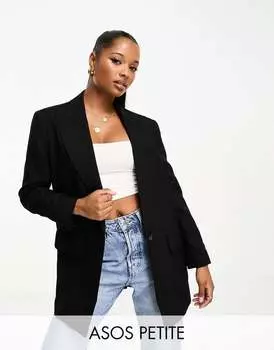 Черный удлиненный пиджак ASOS DESIGN Petite Perfect