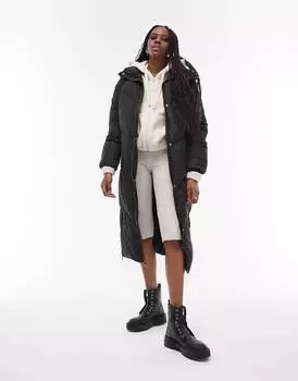 Черный удлиненный пуховик Topshop Tall
