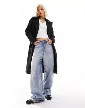 Черный удлиненный тренч Noisy May