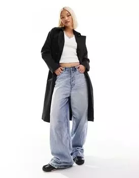 Черный удлиненный тренч Noisy May