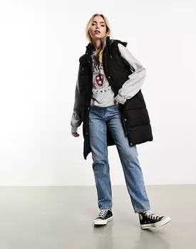 Черный удлиненный жилет New Look