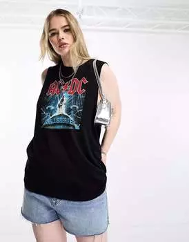 Черный удлиненный жилет с полосками Noisy May Curve ACDC