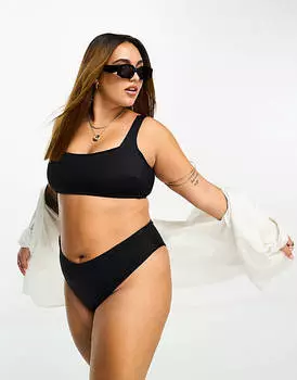 Черный укороченный бикини с квадратным вырезом ASOS DESIGN Curve