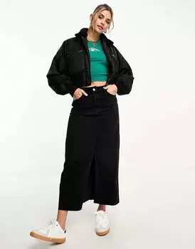 Черный укороченный бомбер Pull&Bear