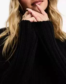 Черный укороченный джемпер в рубчик Miss Selfridge