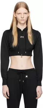 Черный укороченный худи Courreges