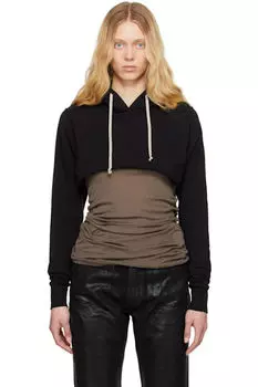 Черный укороченный худи Hollywood Rick Owens DRKSHDW