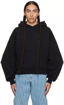 Черный укороченный худи Mugler