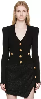 Черный укороченный кардиган Balmain