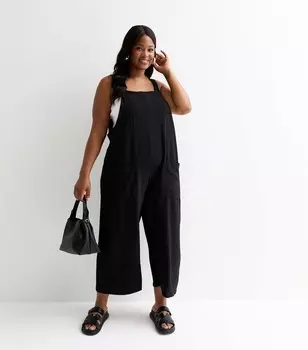 Черный укороченный комбинезон Curves с широкими штанинами New Look, черный