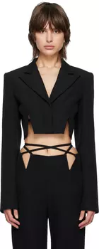 Черный укороченный пиджак с V-образным вырезом Dion Lee