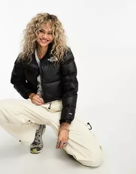 Черный укороченный пуховик The North Face Nuptse