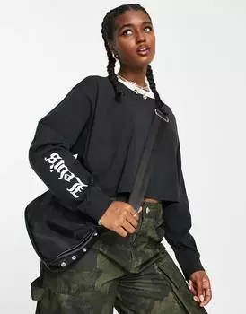 Черный укороченный свитер с длинными рукавами и графическим логотипом Levi's