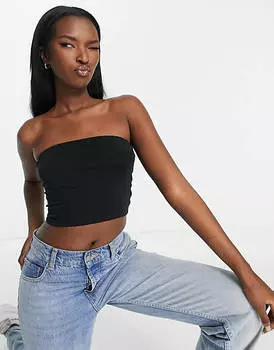 Черный укороченный топ-бандо ASOS DESIGN