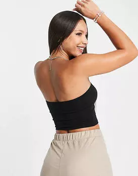 Черный укороченный топ-бандо ASOS DESIGN Tall