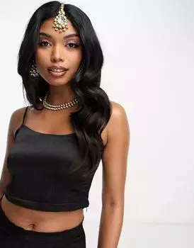 Черный укороченный топ lehenga с бретельками Kanya London