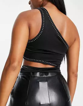 Черный укороченный топ на одно плечо с вырезами ASOS DESIGN Hourglass