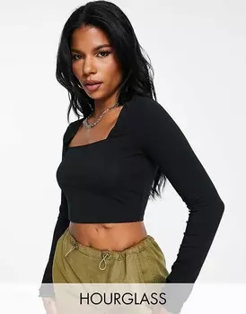 Черный укороченный топ с квадратным вырезом и швом ASOS DESIGN Fuller Bust