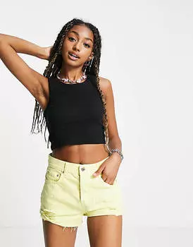 Черный укороченный топ в рубчик JJXX Fallon