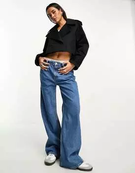 Черный укороченный тренч ASOS