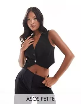 Черный укороченный жилет ASOS DESIGN Petite