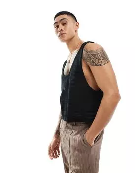 Черный укороченный жилет крючком ASOS DESIGN