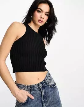 Черный укороченный жилет с крупной строчкой ASOS DESIGN