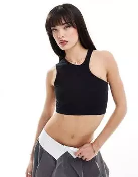 Черный укороченный жилет с угловатыми вырезами ASOS DESIGN