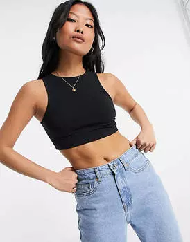 Черный укороченный жилет с высоким воротником ASOS DESIGN Petite
