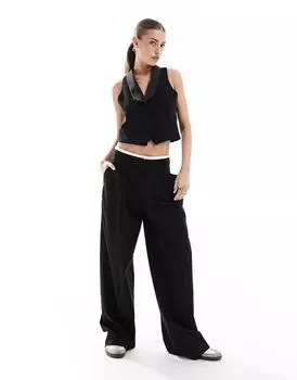 Черный укороченный жилет-смокинг River Island