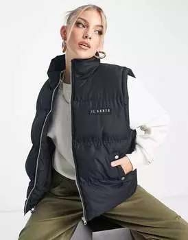 Черный утепленный жилет с застежкой-кнопкой Il Sarto