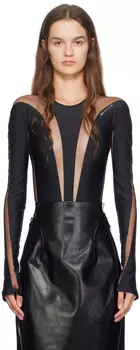 Черный утягивающий боди Mugler