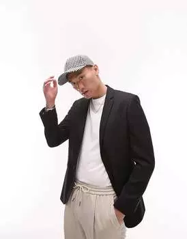 Черный узкий фактурный пиджак Topman