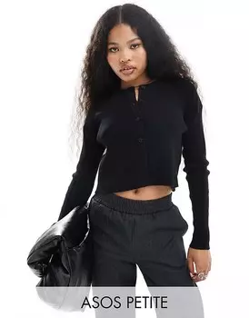 Черный узкий кардиган с круглым вырезом ASOS DESIGN Petite