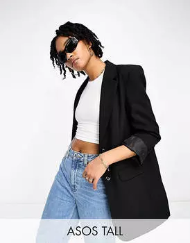 Черный узкий пиджак для мальчика ASOS DESIGN Tall Mix & Match