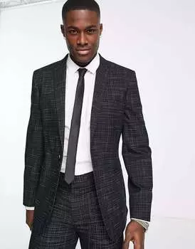 Черный узкий пиджак с узором ASOS