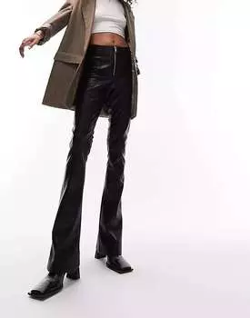 Черный узкий расклешенный силуэт на молнии спереди и разрезном крае Topshop