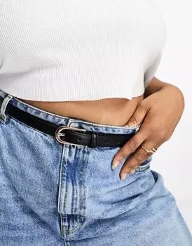 Черный узкий ремень на талии и бедрах ASOS DESIGN Curve для джинсов