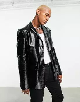 Черный виниловый пиджак из искусственной кожи ASOS DESIGN